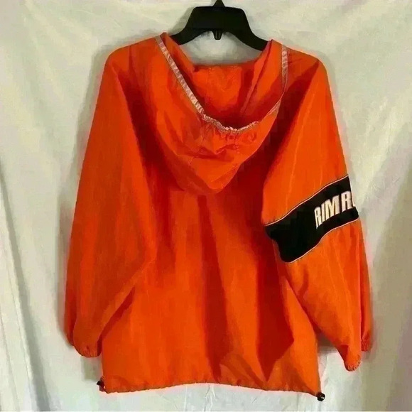 Rim Rocka Neon Orange 1/4 Zip Hooded Windbreaker Size XL (18/20) Y2K - Picture 2 of 4